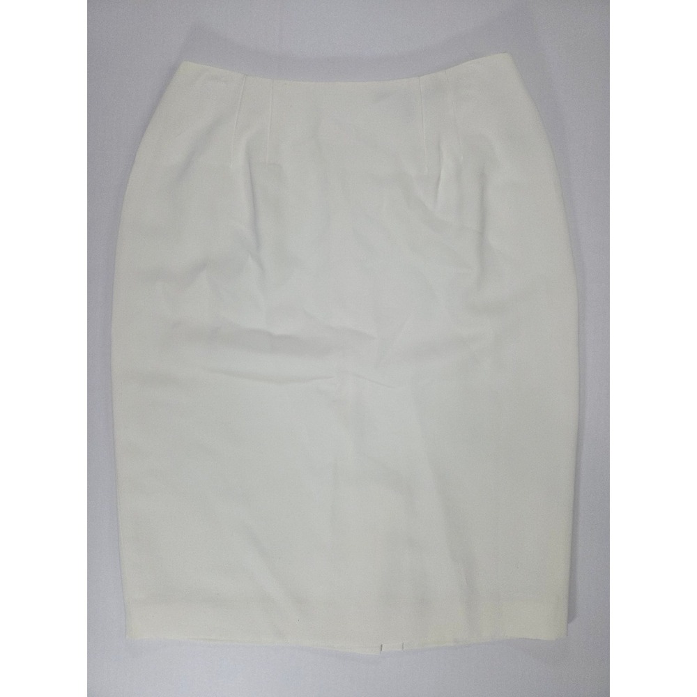 Linda Allard Ellen Tracy White Textured Pencil Skirt Size 4 High Waist Career